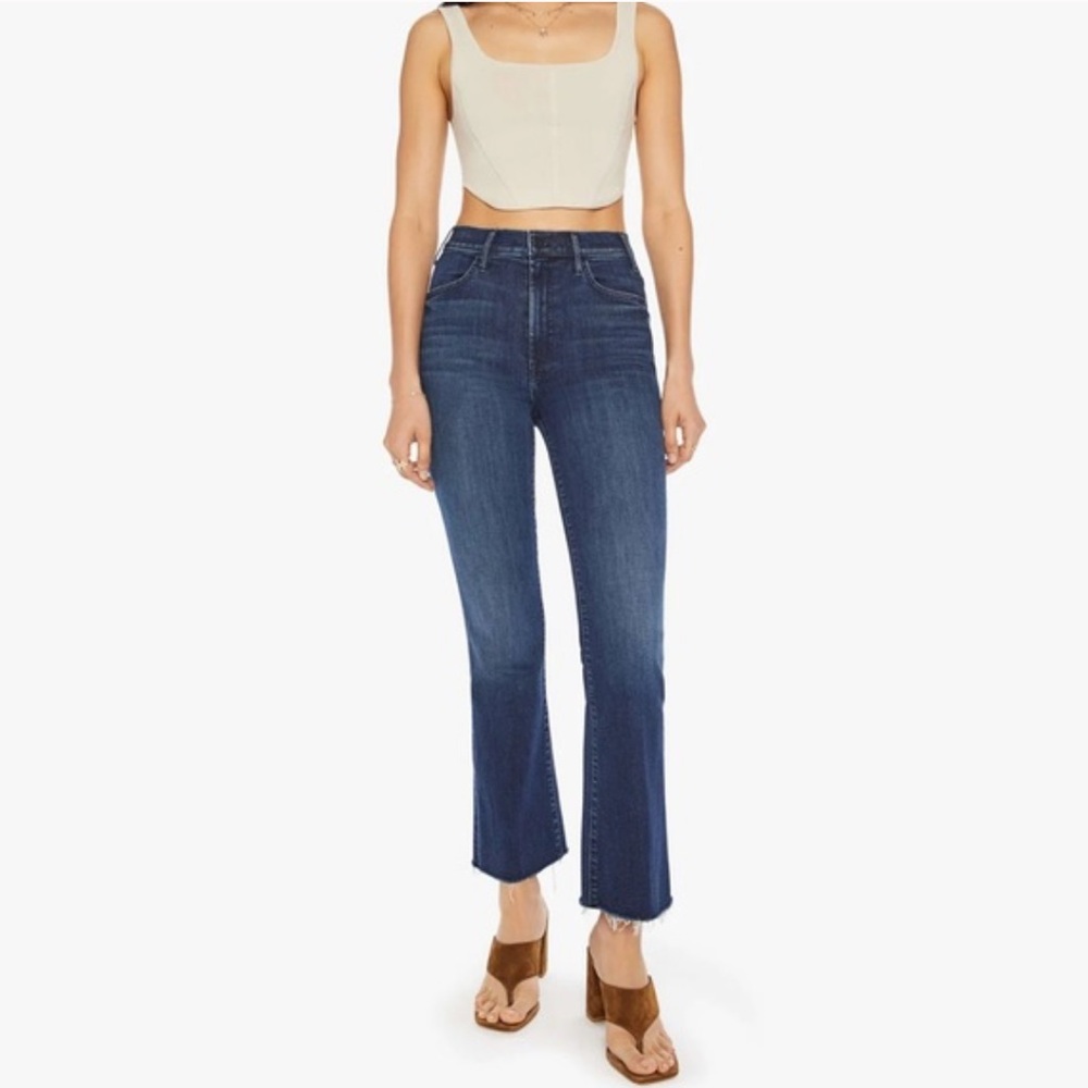 MOTHER Dark Blue High-Rise Flare Jeans